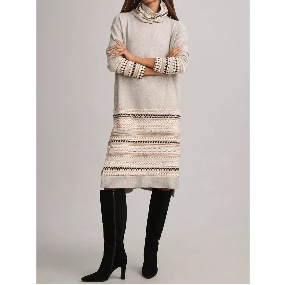 Anthropologie Daily Practice Turtleneck Sweater Dress Grey Motif Medium
